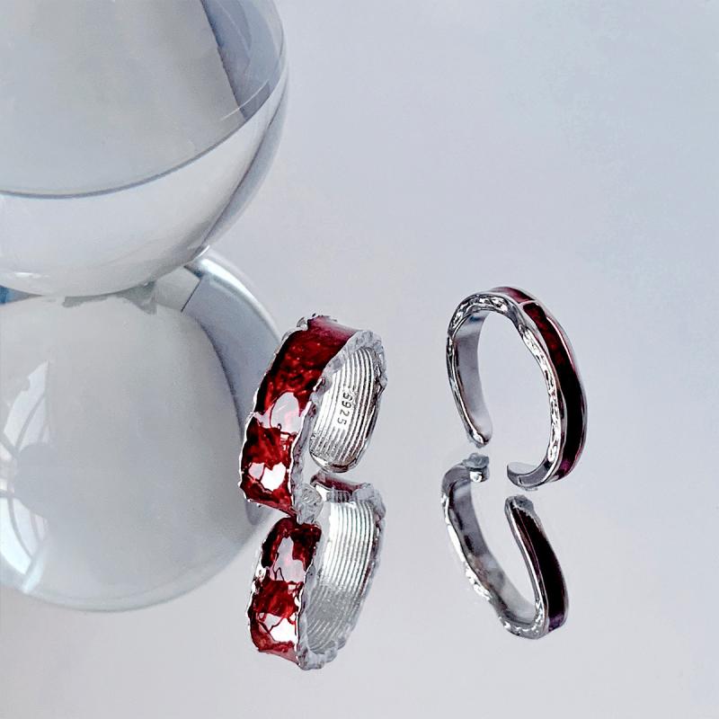 Y2K Red Drip Oil Adjustable Ring Women Men Irregular Geometry Punk Vintage Rings Set for Couple Girls Fashion Jewelry Gifts