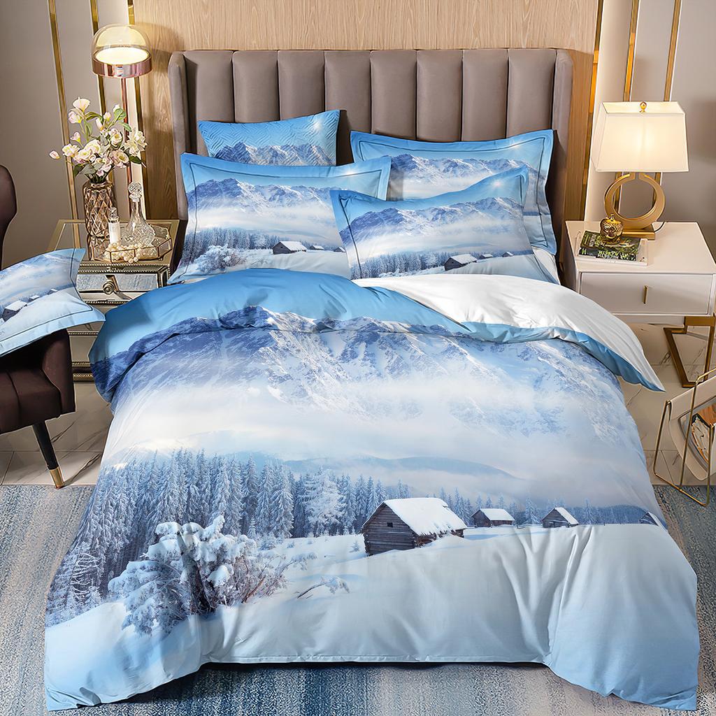 Three-Piece Beautiful Landscape 3D Bedding Stream Waterfall Printing Quilt Cover Home Textile Batch
