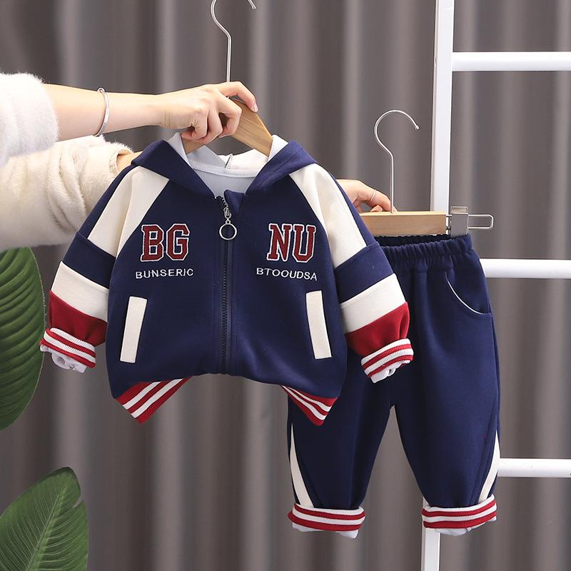 Baby Mädchen Jungen Designer Kleidung Frühling Gespleißt Buchstaben Langärmelig Kapuzenpullover Hosen Freizeitset