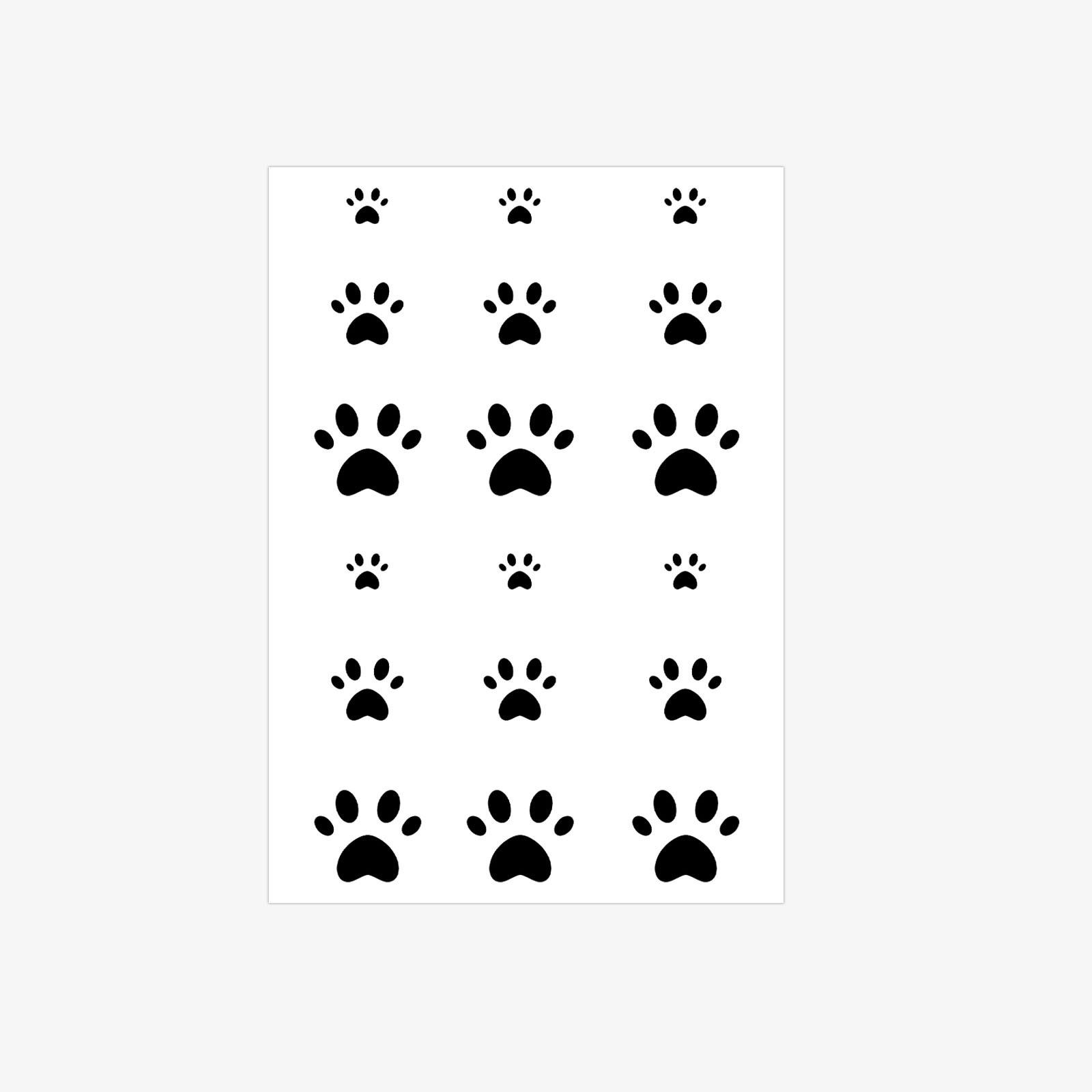 Mini Cat Paw Dog Paw Tattoo Sticker Waterproof And Long-Lasting Female, Simple Black Pet Paw Print Finger, Small Pattern Sticker 7*9