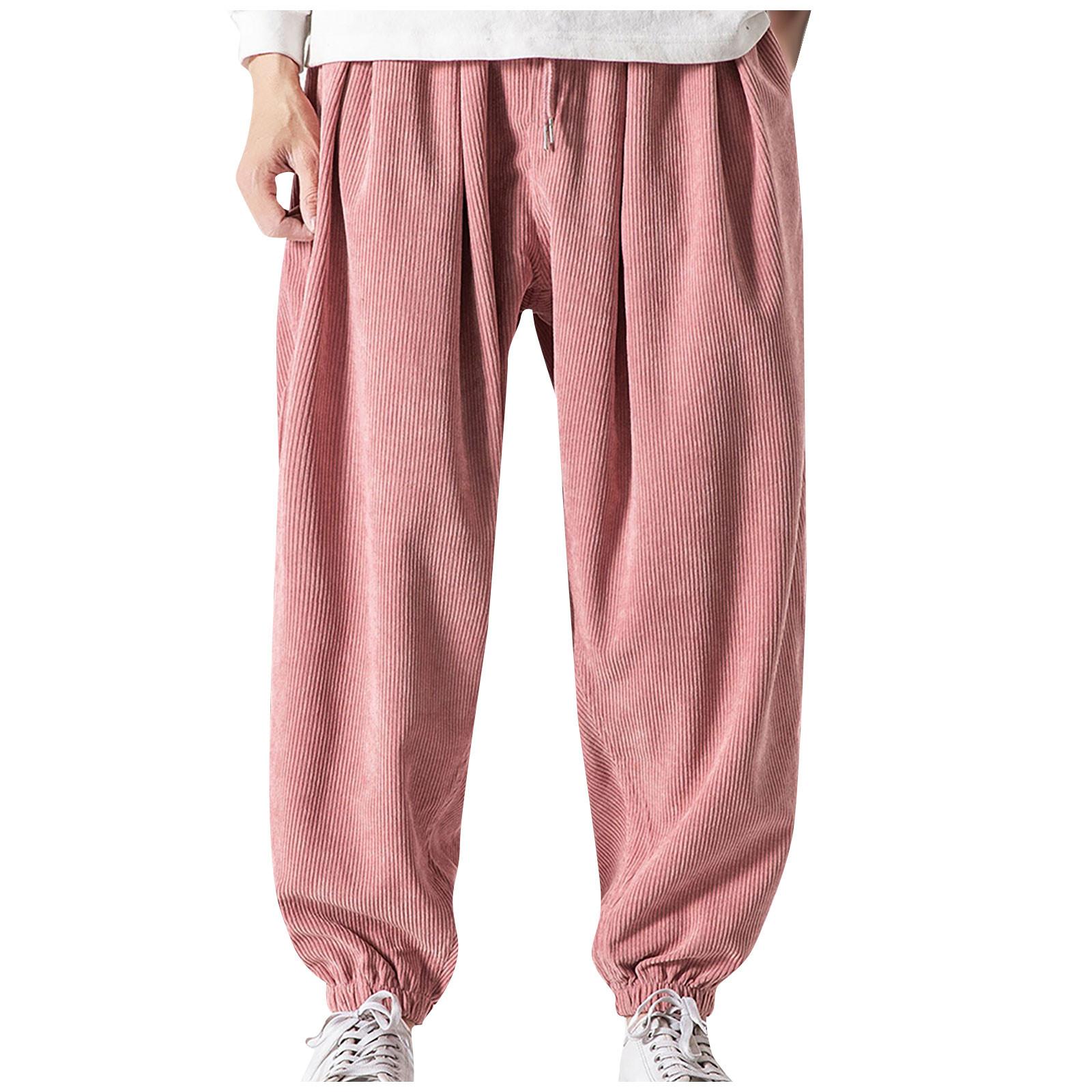 

Мужские брюки, мужские вельветовые брюки в японском стиле ретро, ​​свободные повседневные шорты, брюки для обеспечения безопасности труда XL розовый