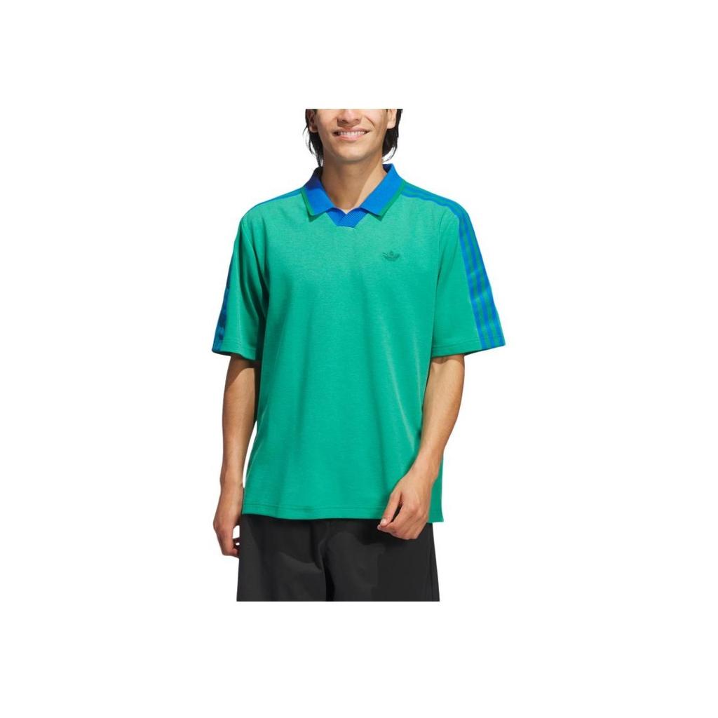 Adidas Originals Ss24 Rolling Links Series Logo Pullover Sports Polo Shirt Men Polo Shirts Smoke-Green IZ3006
