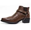 Nuovi arrivi Stivali da Cowboy Vintage da Uomo Pelle Alte Fibbia a Catena Cinturino Scarpe Punk Punta Acuta Stivali da Biker