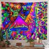 VIKAMA Psychedelic Mushroom Tapestry, Tree of Life UV Neon Fantasy Wall Hanging, Aesthetic Bedroom Dorm Decor