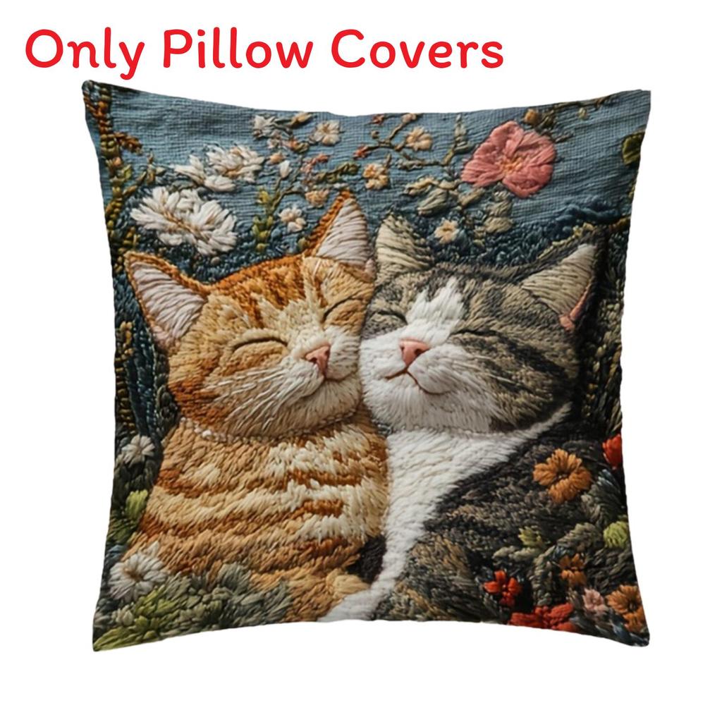 Animal Patterns Rabbit Fox Throw Pillow Cover With Soft Cotton Blend For Living Room Decor