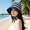 Openwork Colorful Striped Bucket Hat Knitted Hollow Out Sunshade Hat Thin Breathable Panama Hat Summer