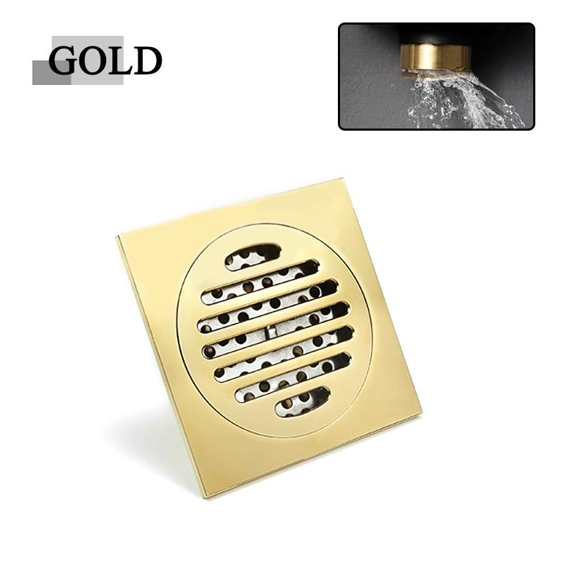 Badezimmer Wasser Bodenablauf Messing Matt Gebürstet Schwarzgold Roségold mit Filter 100x100 für Duschraum Küche