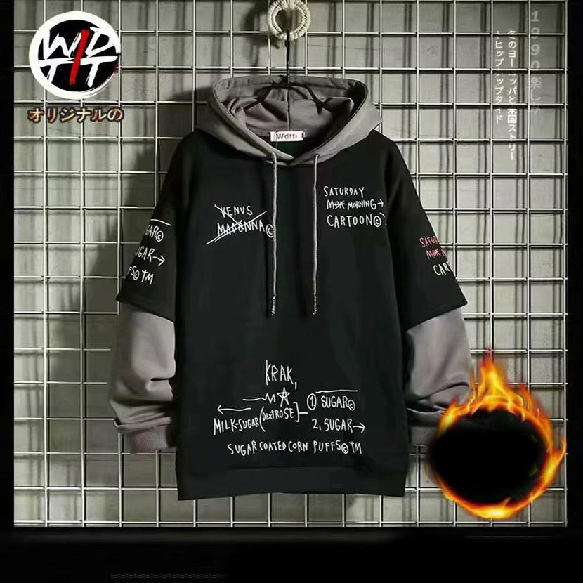 

Мужской свитер тонкой вязки на весну-осень, ретро-модель с имитацией капюшона, корейская толстовка с принтом в стиле хип-хоп, свободное худи, мужская флисовая куртка с подкладкой 2XL