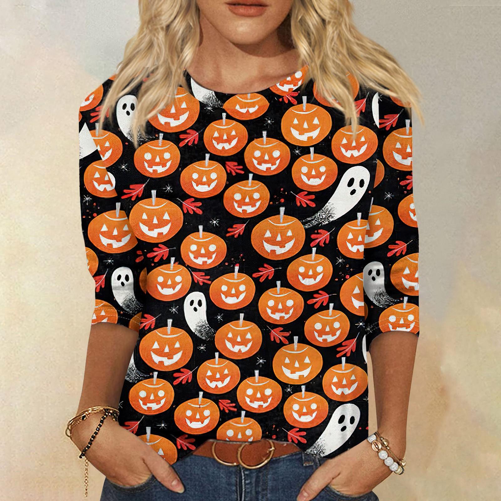 

Женская модная повседневная свободная футболка с круглым вырезом и рукавами 3/4 с принтом, женский топ