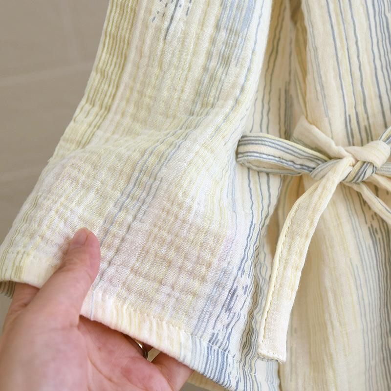 2023 Damen Krepp Double Gauze Kimono Nachthemd - Langärmlig, Locker sitzend Homewear Bademantel