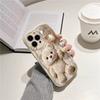 Cute Cartoon Teddy Bear Pattern Wavy Edge Phone Case For iPhone 17 Air 16 16E 15 14 13 12 11 Pro Max XS XR X 15 14 Plus Cover