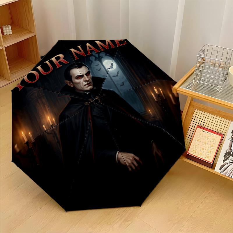 Custom Text Automatic 8 Bone Umbrella, Portable Sun Rain Protection UmbrellaDracula