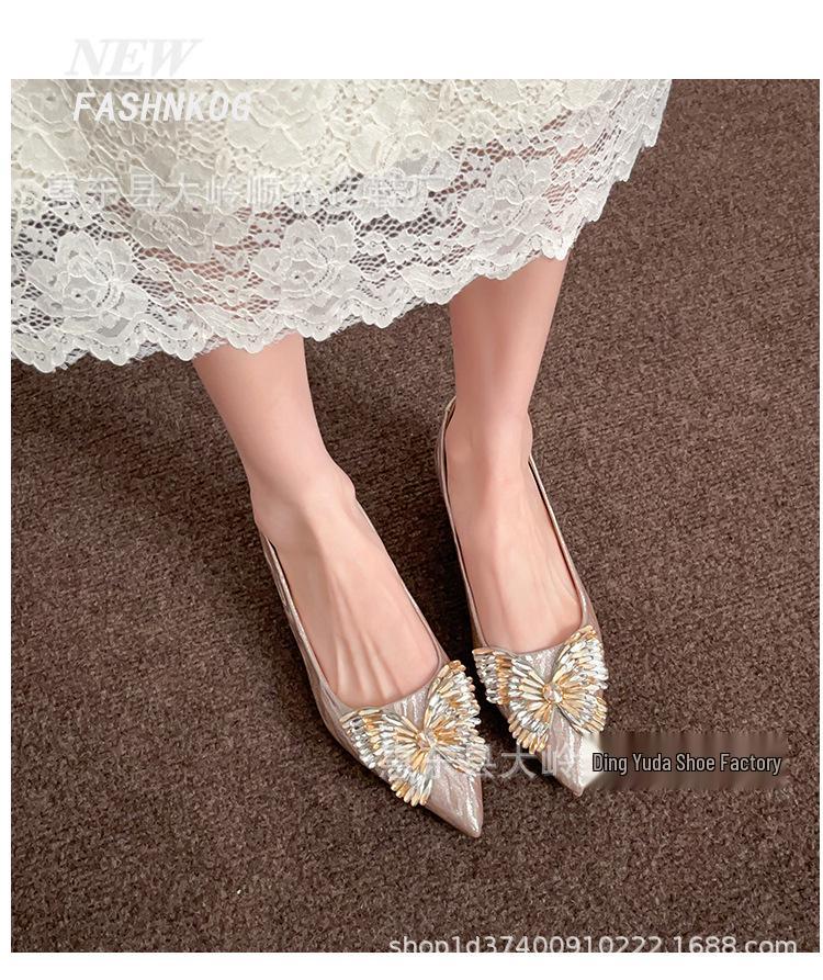 Champagne Crystal High Heels - Comfortable Bridal & Bridesmaid Shoes with Inner Lift