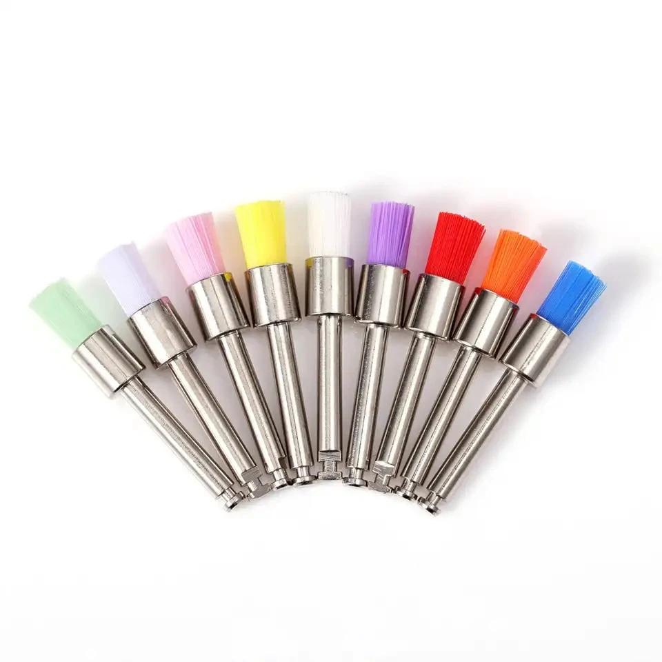 100Pcs Dental Prophy Brushes Polishing Polisher Disposable Latch Type Mixed Color Plat Used For Stain Removal And Polish