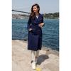 100% Cotton Gabardine Long (110cm) Lined Belted Women's Trench Coat 1111