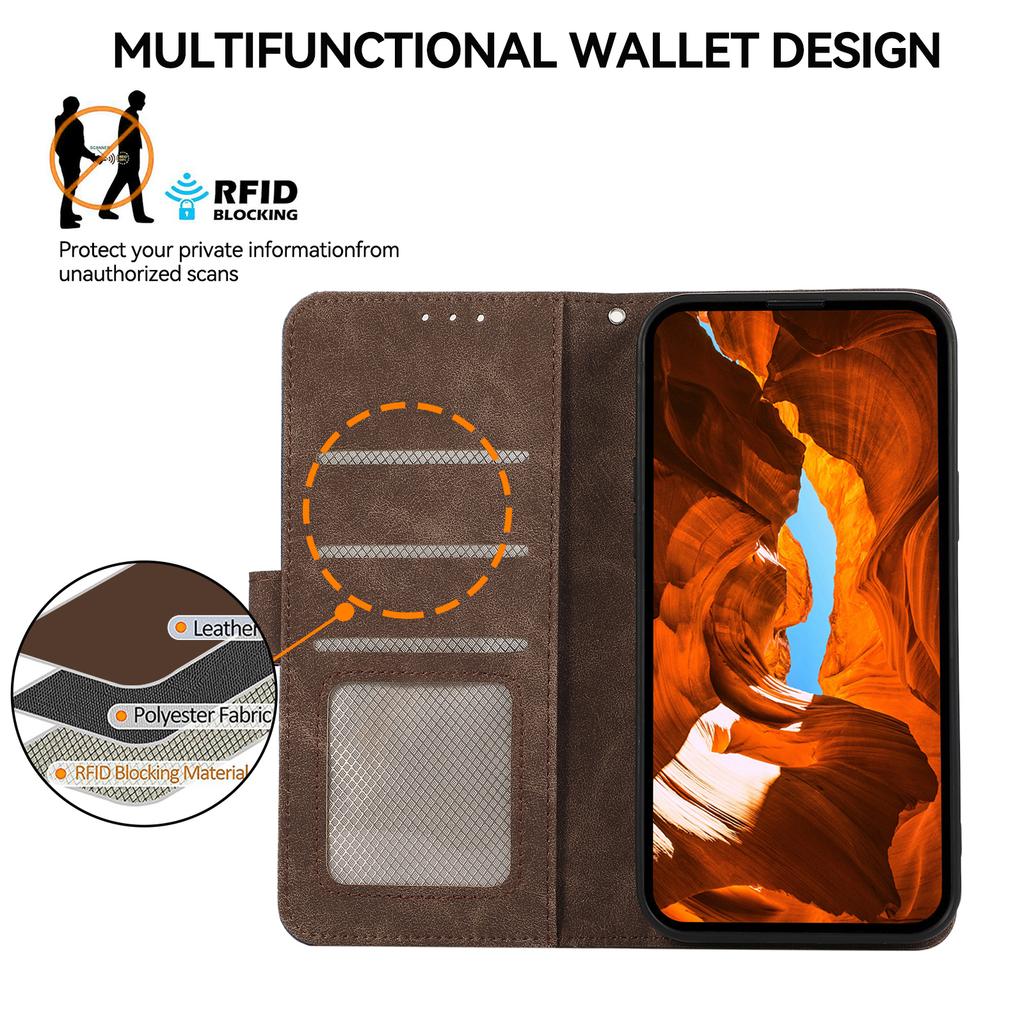 ABEEL For Xiaomi Poco C75 4G/Redmi 14R 5G/14C 4G Case Color Splicing Leather Flip Phone Cover RFID Blocking