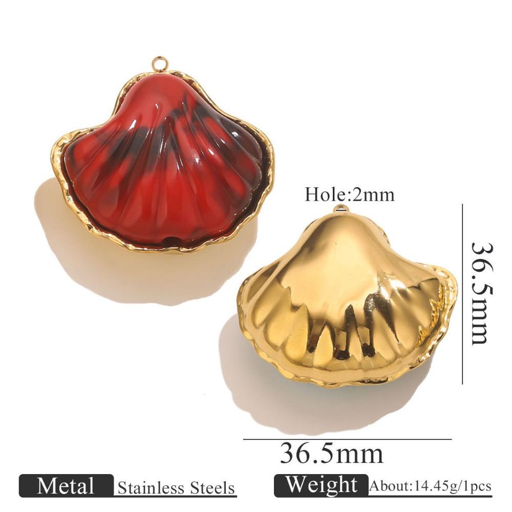 Stainless Steel Conch Charms Ocean Theme DIY Necklace Charms Jewelry Pendants Jewelry Makings 2-Red