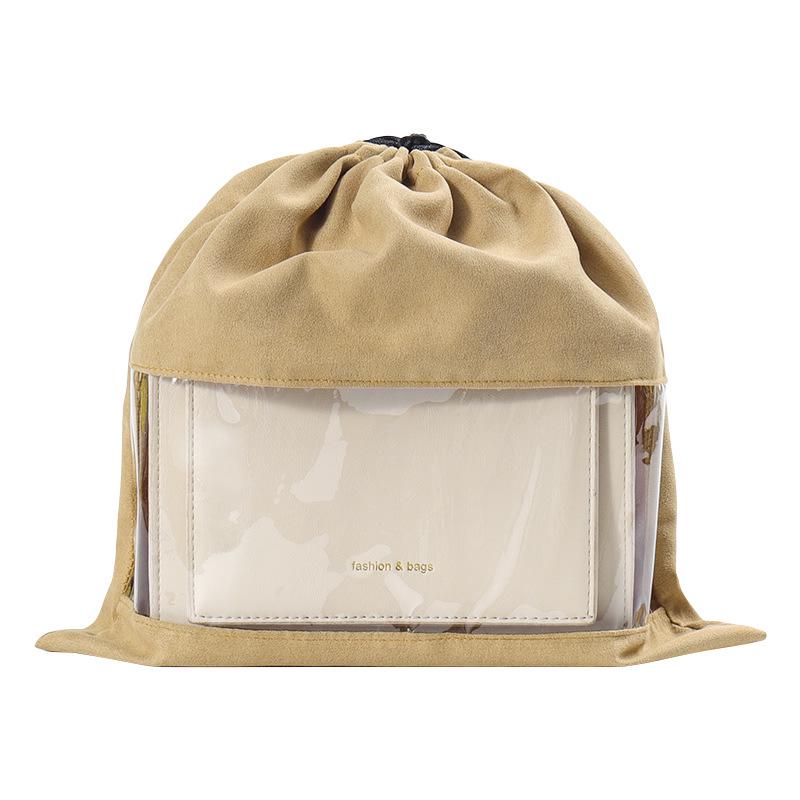 Luxury Transparent Moistureproof Drawstring Storage Bag with Breathable Dustproof Flocking