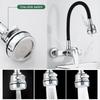 ELLEN Wall Mount Kitchen Sink Faucet Hot Cold Sink Water Mixer Tap 2 Holes Black Faucets 360 Degree Swivel ELK5400