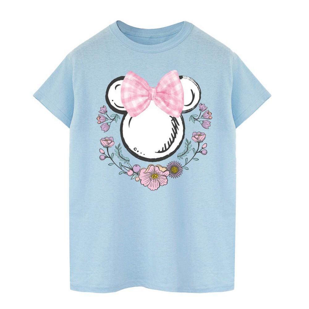 Disney Womens/Ladies Minnie Mouse Flowers Cotton Bow Boyfriend T-Shirt