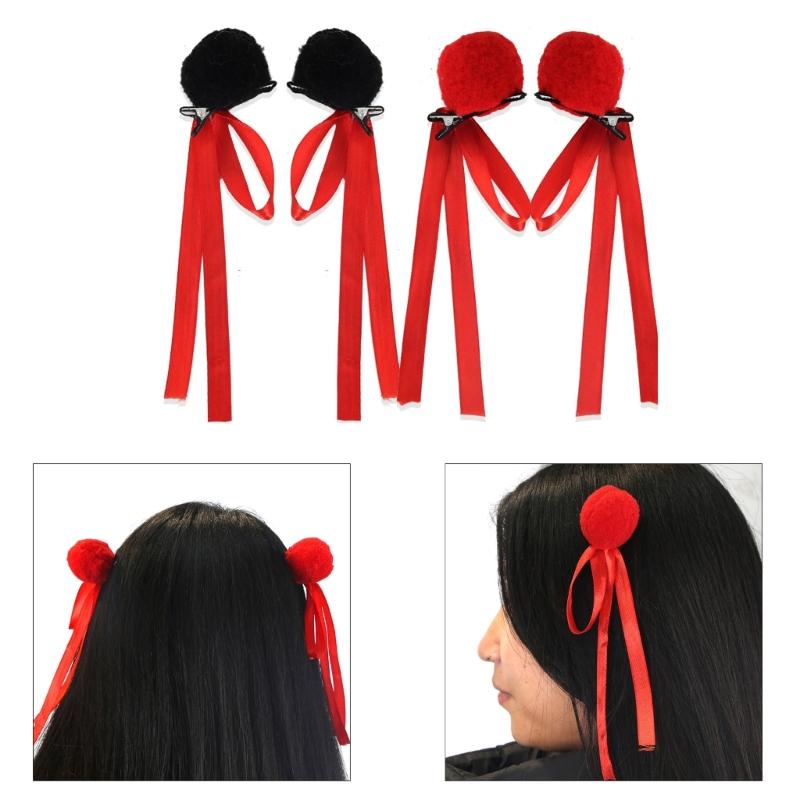 Kinder-Band-Haarspange Plüsch-Haarknoten-Kopfschmuck Film Ne Zha Stil Haarnadel Party Festival Bekleidungszubehör