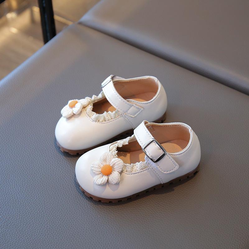 Soft Sole Pu Leather Little Girls Princess Mary Jane Flat Casual Kids Shoes 23 бежевый