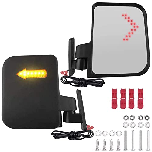 Golf Cart Mirror Universal Golf Cart Side Mirror with Turn Signal Light Rearview Mirror