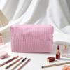 Polyester Striped Travel Toiletry Bag With Breathable Design For Men And Women