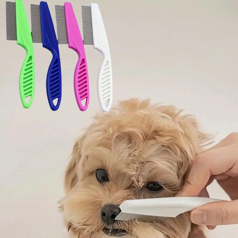 1pc 2-In-1 Pet Hair & Tear Stain Remover Brush - Stainless Steel Dog & Cat Flea Comb, Effectively Trims & Gently Removes Matted Fur and Fleas
