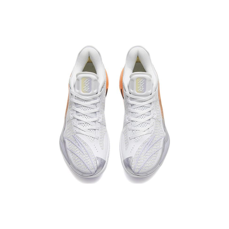 Anta Crazy 4 Rocket Exhaust Flame Slip Resistant Abrasion Resistant Low top Basketball Shoes Men's White Orange 112321113-1