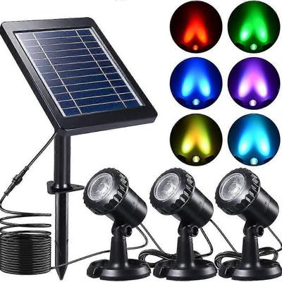 Luzes para Lago, Solares Subaquáticas Com 3 Luzes de Mergulho Ip68 Para Jardim, Piscinas, Lagos e Outras Decorações Externas - [RGB Multicor]
