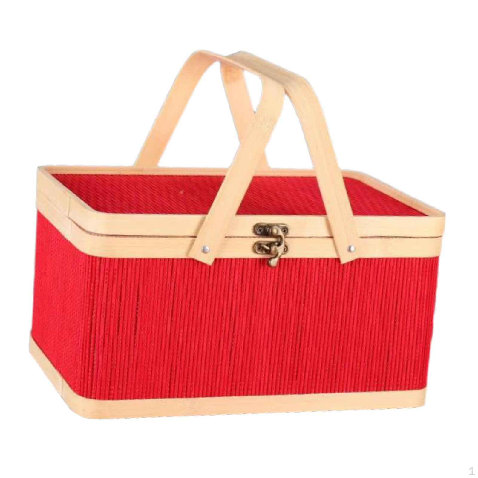 

Бамбуковая плетеная корзина для продуктов, цветов, торта, хлеба, пикника Red