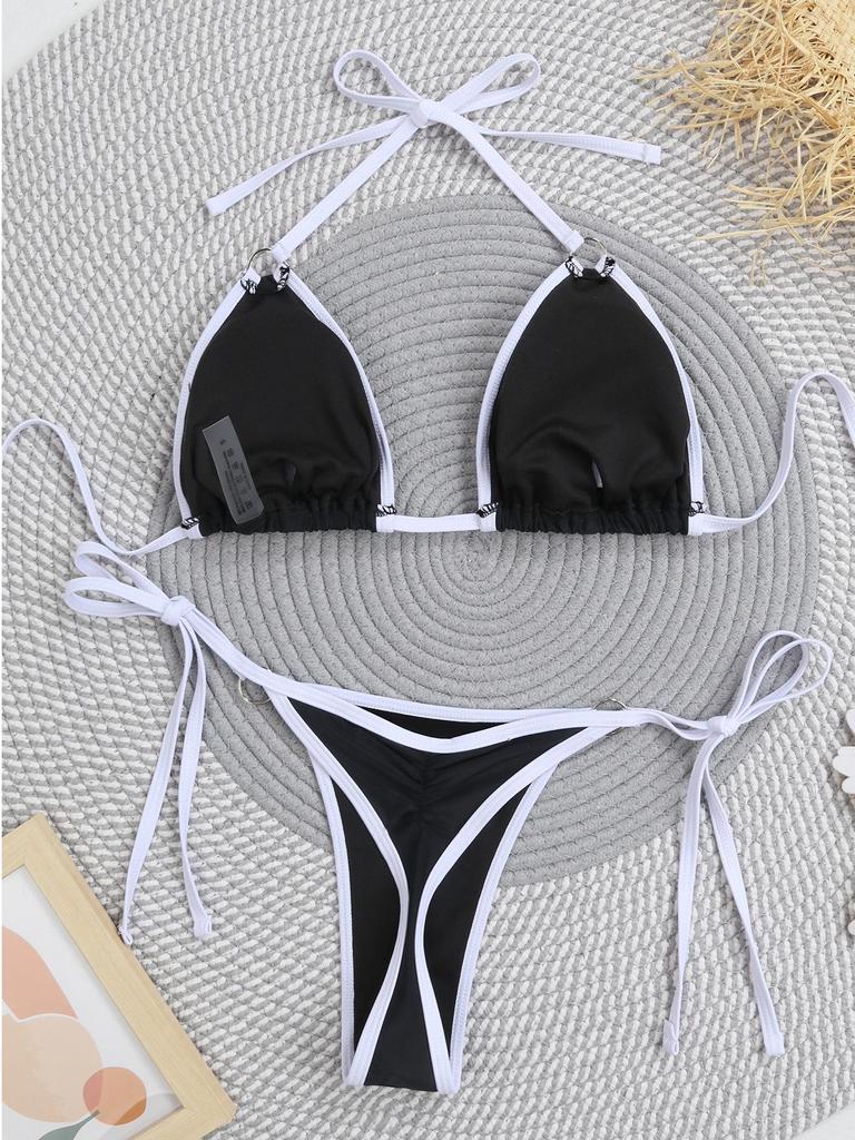 New Multi-Color European & American Lace-Up Bikini: Women's Sexy Three-Piece Swimsuit