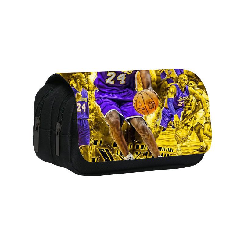 Kobe Bryant Double Layer Pencil Case With Nylon Material For Students And Nba Fans