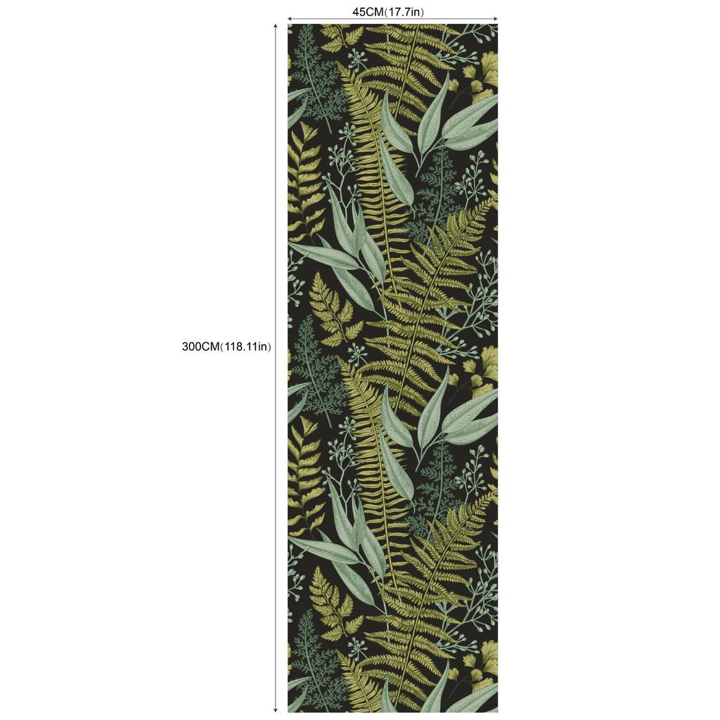 Removable Seamless Self-Adhesive Wallpaper for Living Room Background (Green Plants and Flowers)