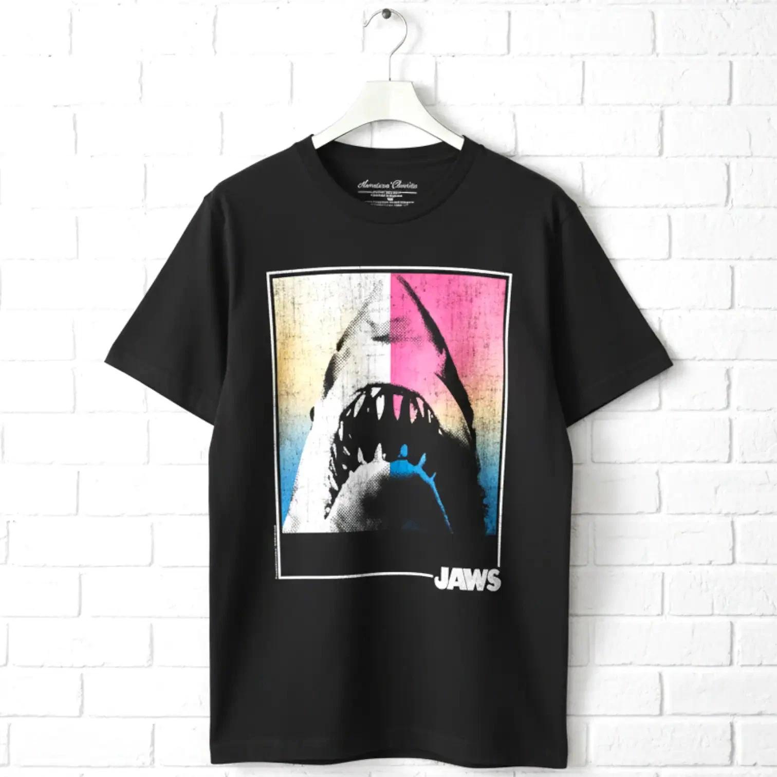 Jaws Halftone Pastel Shark Men s T Shirt Movie Bite Teeth Attack Ocean Spielberg XXXL