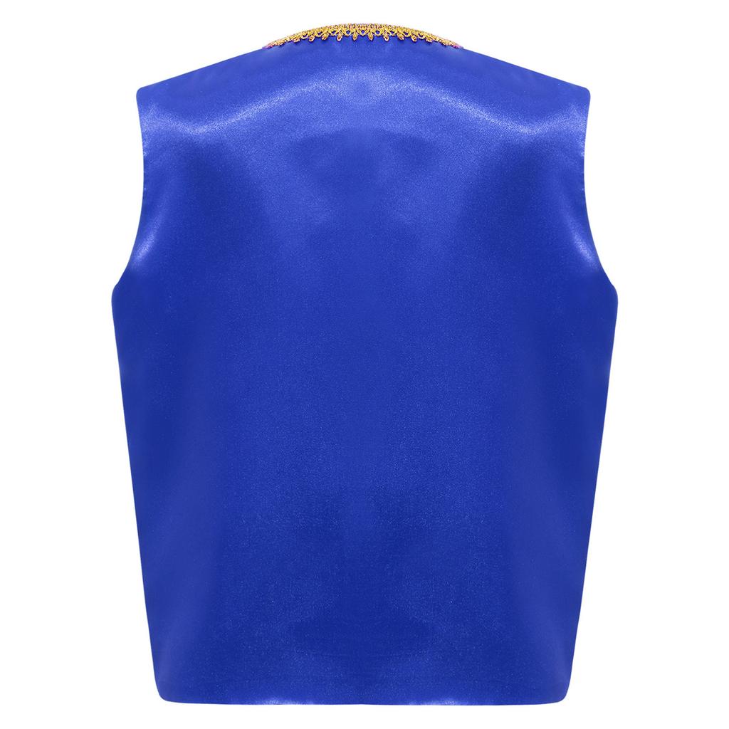 Kids Boys Fairytale Cosplay Arabian Prince Costume V Neck Open Front Waistcoat Vest Halloween Fancy Dress Up