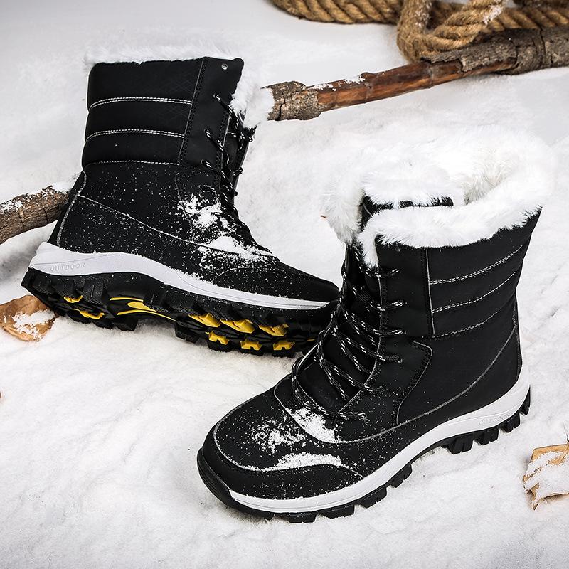 Cotton boots women's 2025 winter new thickened and velvet women's high-top cotton shoes women's outdoor cold-proof snow boots