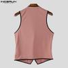 INCERUN 2PCS Men Sleeveless Stitching Waistcoat and Long Pants Outfits Sets