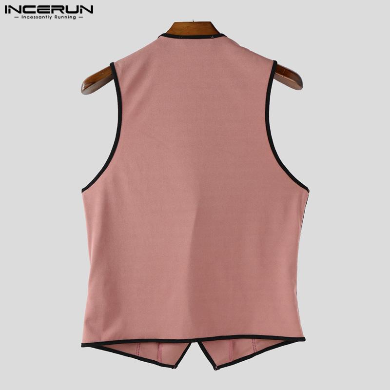 INCERUN 2PCS Men Sleeveless Stitching Waistcoat and Long Pants Outfits Sets