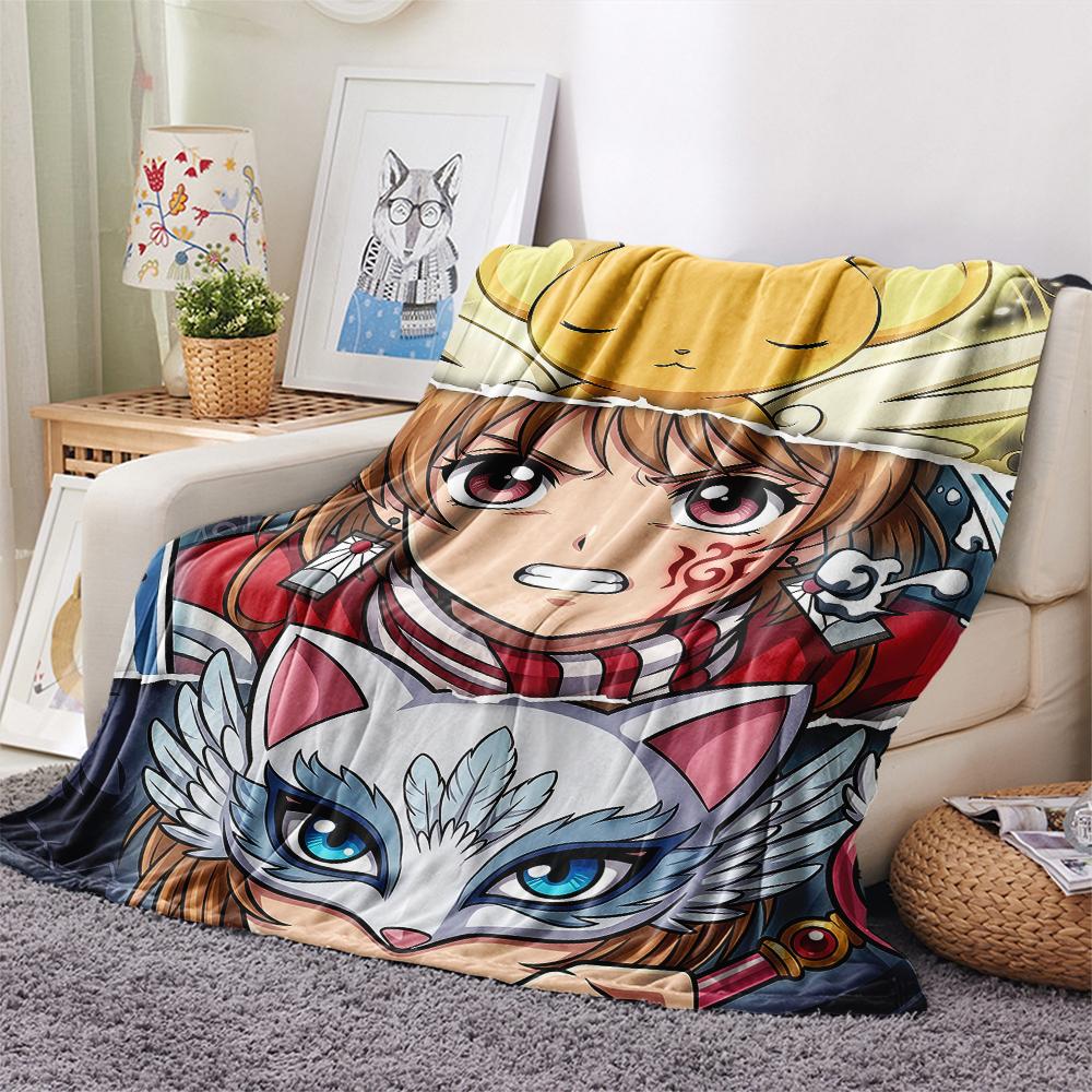 Cardcaptor Sakura splicingPrint Flannel Blanket, High Quality Comfortable for All Seasons, Home Decor, Warmth and Comfort