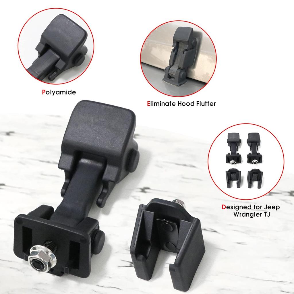 OEM TJ Hood Latches, Original Factory Hood Latch Kit For 1997-2006 Jeep Wrangler TJ Accessories, 1 Pair, Black