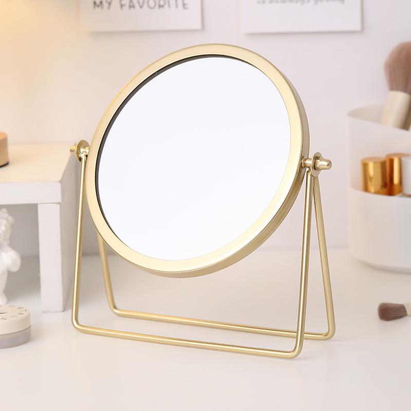 Nordic Style Round Wrought Iron Makeup Vanity Mirror for Bathroom or Dormitory