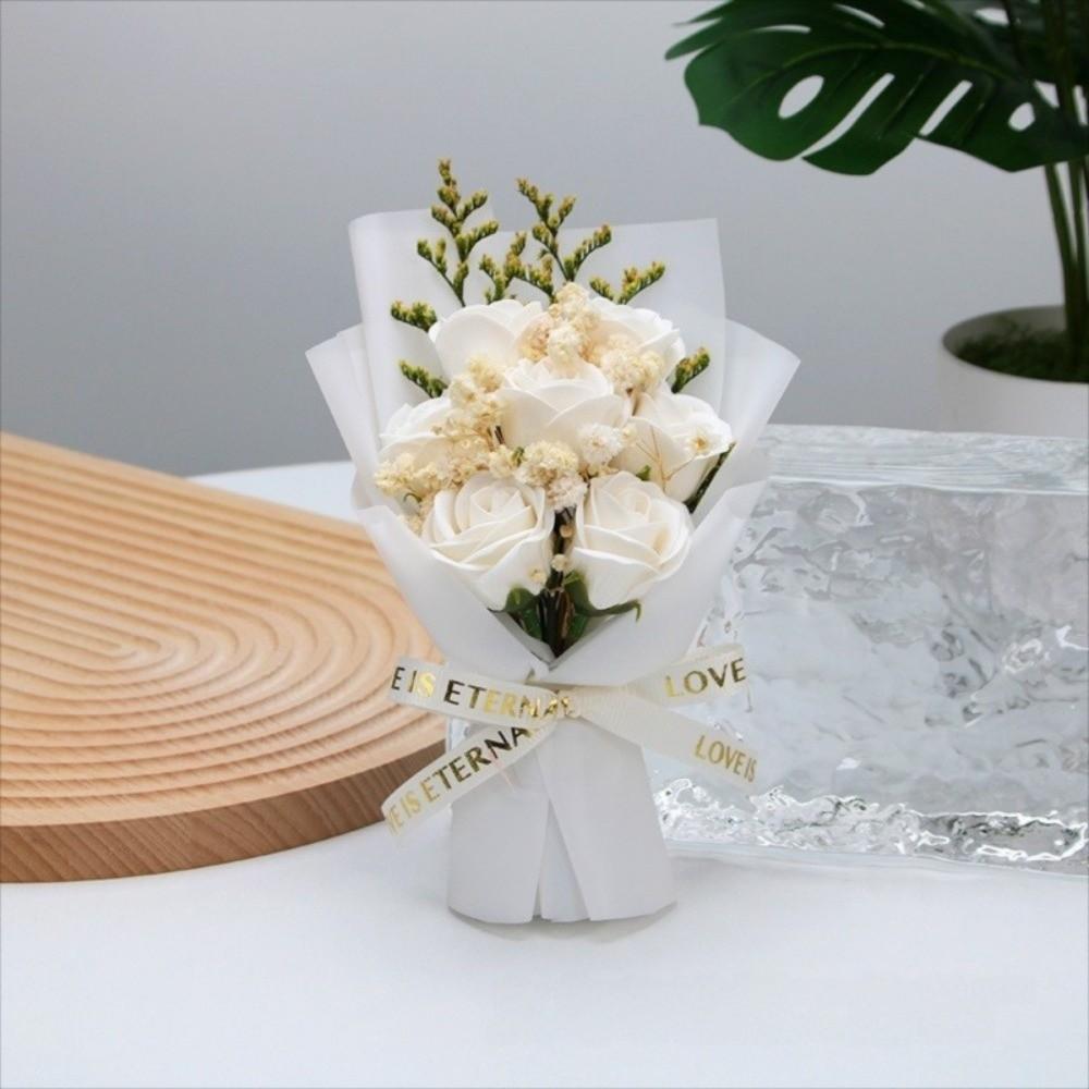7 Heads Artificial Flower Bouquet Realistic Details Table Centerpieces Soap Flower Bouquet Flower Arrangement Mini Bouquet