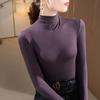 Semi-turtleneck Bottoming Shirt Women's New Women's Clothing Modal Long-sleeved T-shirt Warm Inside with Fleece Thickened Top