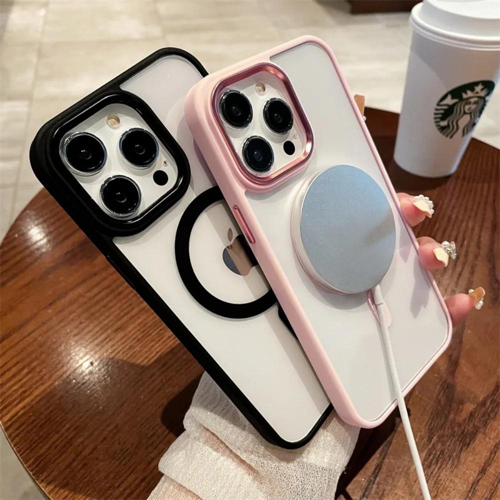 iphone 17 Transparent Magsafe Magnetic Case For iPhone 16 15 14 13 12 11 Pro Max Plus mini Wireless Charging Hard Protect Cover
