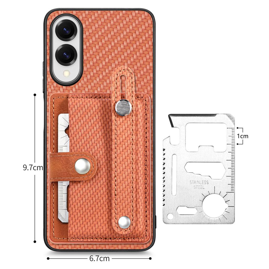 For Samsung Galaxy S25 Edge Case Carbon Fiber Texture Leather Phone Back Cover with Card Holder