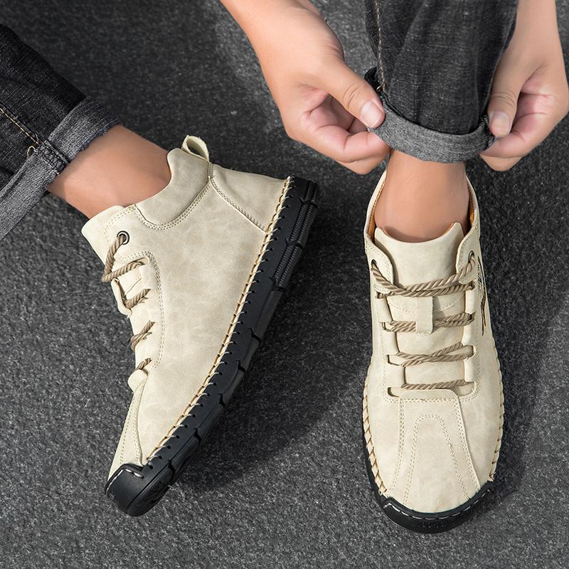 Men's Casual Shoes Side Zipper Short Boots Versatile Flat Bottom Trendy Fashionable Men's Shoes Suitable for Outdoor Sports