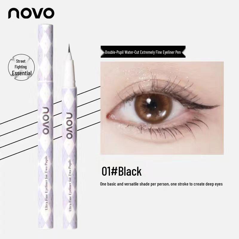 Novo Color Liquid Eyeliner Pen - Waterproof, Sweatproof, Long-Lasting, No Smudge, Beginner-Friendly, Ultra-Fine Soft Tip