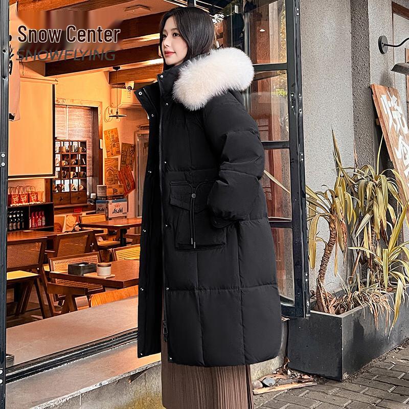 SNOWFLYING Women's Thickened Fox Fur Collar Down Jacket